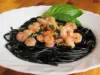 receita facil de esparguete negro (nero) com camarão