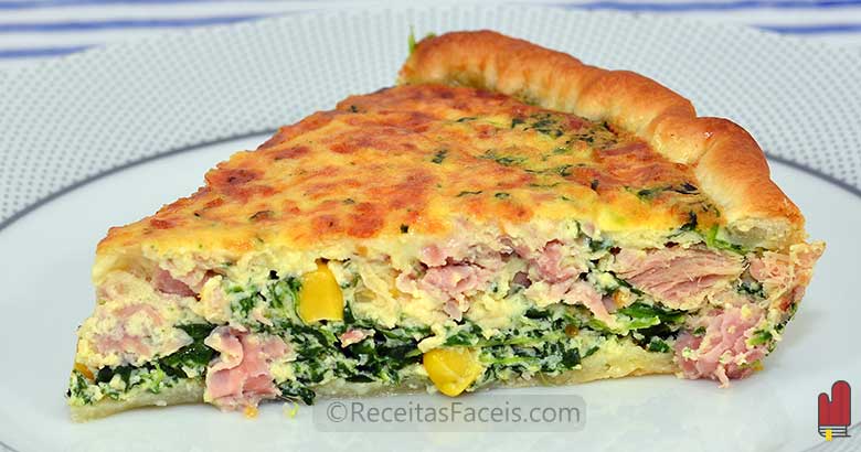 receite fácil de quiche de fiambre e espinafres