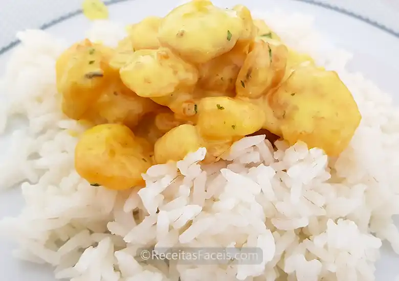 Receita de Arroz de Caril com Gambas