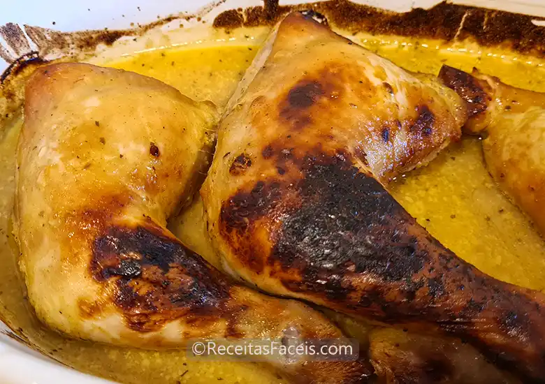 receita fácil Pernas de Frango em molho de Mostarda